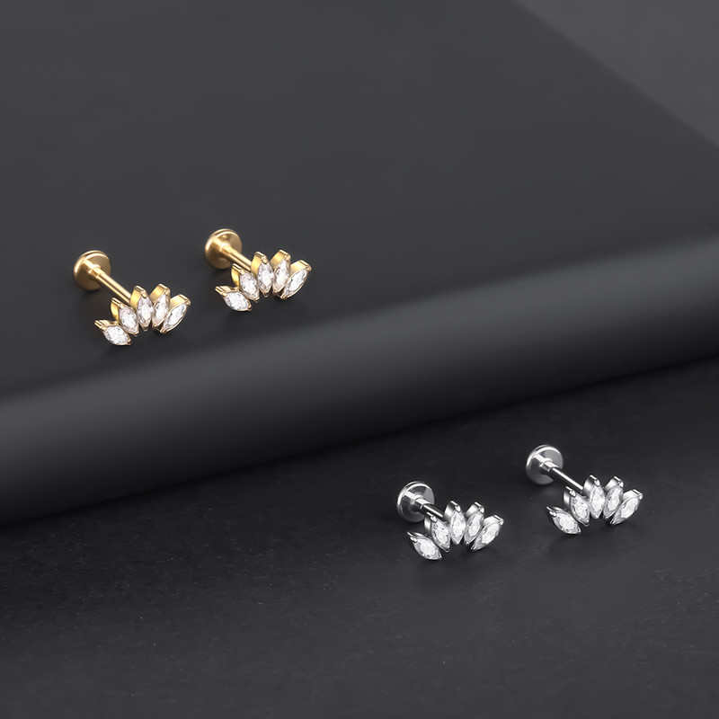 1PC Cristal de titan floare Piercing tragus ureche 16G Piercing cartilaj Stud Helix Bijuterii Conch Rook Lobe Cercei Labret Stud