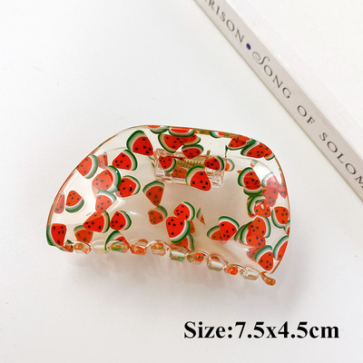 Moda coreeană Acrilic Transparent Imprimare Fructe Crab Clip De Păr Femei Geometric Gheare Păr Accesorii Fată Coada De Cal Agrafă
