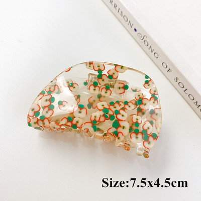 Moda coreeană Acrilic Transparent Imprimare Fructe Crab Clip De Păr Femei Geometric Gheare Păr Accesorii Fată Coada De Cal Agrafă