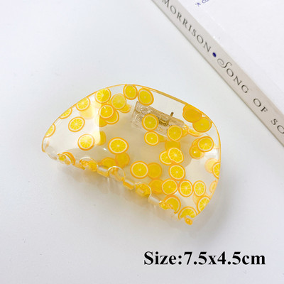 Moda coreeană Acrilic Transparent Imprimare Fructe Crab Clip De Păr Femei Geometric Gheare Păr Accesorii Fată Coada De Cal Agrafă