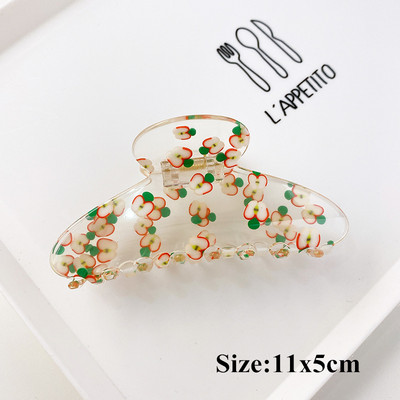 Moda coreeană Acrilic Transparent Imprimare Fructe Crab Clip De Păr Femei Geometric Gheare Păr Accesorii Fată Coada De Cal Agrafă