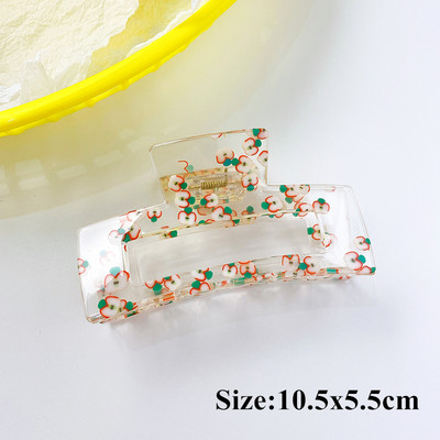 Moda coreeană Acrilic Transparent Imprimare Fructe Crab Clip De Păr Femei Geometric Gheare Păr Accesorii Fată Coada De Cal Agrafă
