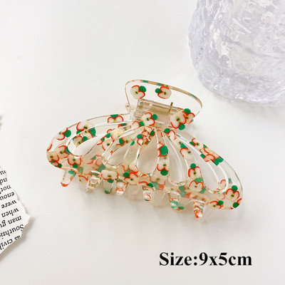 Moda coreeană Acrilic Transparent Imprimare Fructe Crab Clip De Păr Femei Geometric Gheare Păr Accesorii Fată Coada De Cal Agrafă