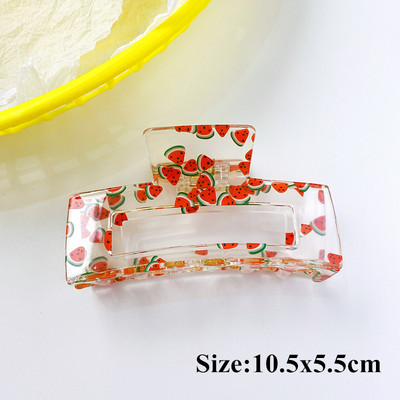 Moda coreeană Acrilic Transparent Imprimare Fructe Crab Clip De Păr Femei Geometric Gheare Păr Accesorii Fată Coada De Cal Agrafă