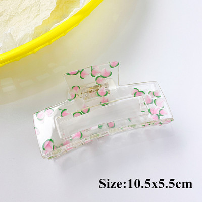 Moda coreeană Acrilic Transparent Imprimare Fructe Crab Clip De Păr Femei Geometric Gheare Păr Accesorii Fată Coada De Cal Agrafă