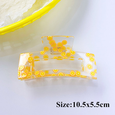 Moda coreeană Acrilic Transparent Imprimare Fructe Crab Clip De Păr Femei Geometric Gheare Păr Accesorii Fată Coada De Cal Agrafă