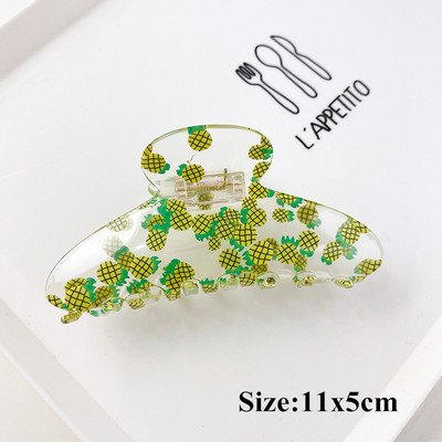 Moda coreeană Acrilic Transparent Imprimare Fructe Crab Clip De Păr Femei Geometric Gheare Păr Accesorii Fată Coada De Cal Agrafă