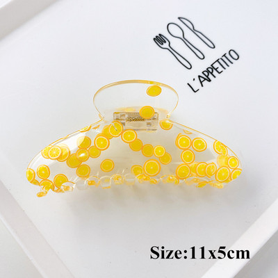 Moda coreeană Acrilic Transparent Imprimare Fructe Crab Clip De Păr Femei Geometric Gheare Păr Accesorii Fată Coada De Cal Agrafă