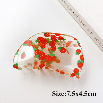 Moda coreeană Acrilic Transparent Imprimare Fructe Crab Clip De Păr Femei Geometric Gheare Păr Accesorii Fată Coada De Cal Agrafă