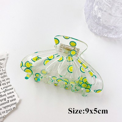 Moda coreeană Acrilic Transparent Imprimare Fructe Crab Clip De Păr Femei Geometric Gheare Păr Accesorii Fată Coada De Cal Agrafă