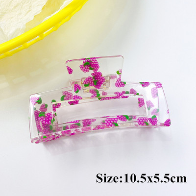 Moda coreeană Acrilic Transparent Imprimare Fructe Crab Clip De Păr Femei Geometric Gheare Păr Accesorii Fată Coada De Cal Agrafă
