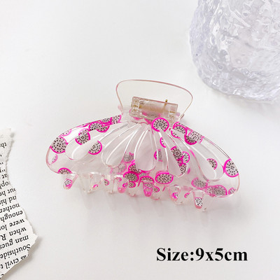 Moda coreeană Acrilic Transparent Imprimare Fructe Crab Clip De Păr Femei Geometric Gheare Păr Accesorii Fată Coada De Cal Agrafă