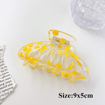 Moda coreeană Acrilic Transparent Imprimare Fructe Crab Clip De Păr Femei Geometric Gheare Păr Accesorii Fată Coada De Cal Agrafă