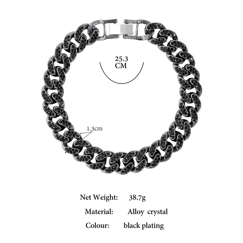 13mm strass negru cubanez cu lanț de gleznă brățară pentru femei bărbați hip hop gheață cubanez sandale desculțe bijuterii