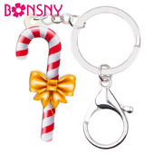 Bonsny Acrilic Craciun Arc-nod Trestie de bomboane Brelocuri Brelocuri Inel Poșeta Pandantiv mașină Decorații noi Bijuterii Femei Fată Cadou