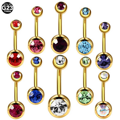 10 DB titán kristály csavaros csavaros köldökgyűrűs piercing dupla drágakő Bohemia Ombligo köldökgyűrűk női szexi testékszerek 14G