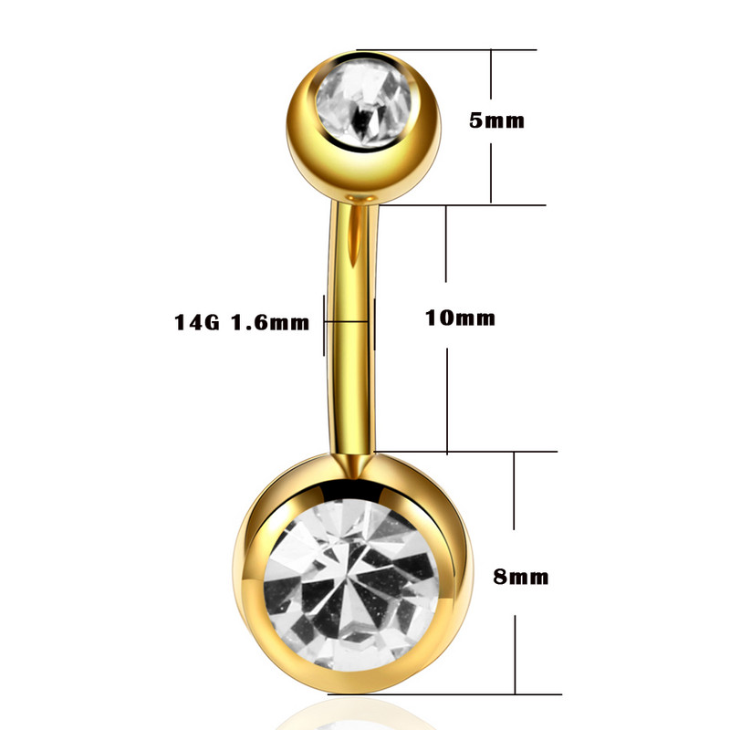 10 DB titán kristály csavaros csavaros köldökgyűrűs piercing dupla drágakő Bohemia Ombligo köldökgyűrűk női szexi testékszerek 14G
