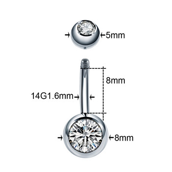 10 бр./лот Титаниеви 14G пръти за пъпа Пиърсинг CZ Пръстени за пъпа Ombligo Nombril Пиърсинг Пръстени Helix на пъпа Секси дамски бижута