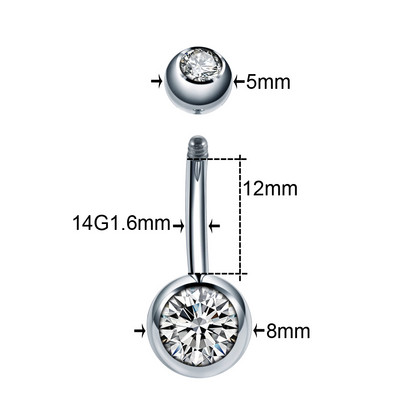 10 buc/lot titan 14G Bare pentru buric Piercing CZ Inele pentru buric Ombligo Nombril Piercing Inele pentru buric Helix Bijuterii sexy pentru femei