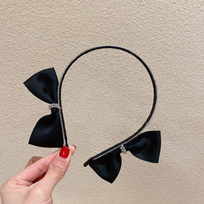 Moda 2021, negru, cu fundă nouă, accesorii pentru cap pentru femei, bentiță pentru fete, benzi de păr cu fundă vintage, bentita lată pentru accesorii de păr