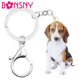 Bonsny Acrilic Minunat Beagles Câine Breloc Breloc Breloc Animal Dulce Lanț Cheie Bijuterii Pentru Femei Copii Prieteni Moda Cadou de Ziua Nașterii
