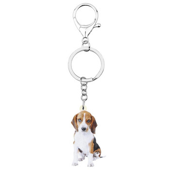 Bonsny Acrylic Lovely Beagles Μπρελόκ για σκύλους Μπρελόκ Γλυκό Ζώο Κόσμημα με μπρελόκ για γυναίκες Παιδιά φίλες μόδα Δώρο γενεθλίων