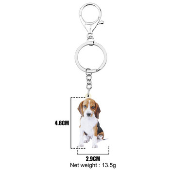 Bonsny Acrylic Lovely Beagles Μπρελόκ για σκύλους Μπρελόκ Γλυκό Ζώο Κόσμημα με μπρελόκ για γυναίκες Παιδιά φίλες μόδα Δώρο γενεθλίων