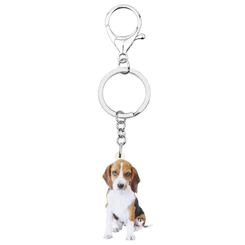 Bonsny Acrilic Minunat Beagles Câine Breloc Breloc Breloc Animal Dulce Lanț Cheie Bijuterii Pentru Femei Copii Prieteni Moda Cadou de Ziua Nașterii