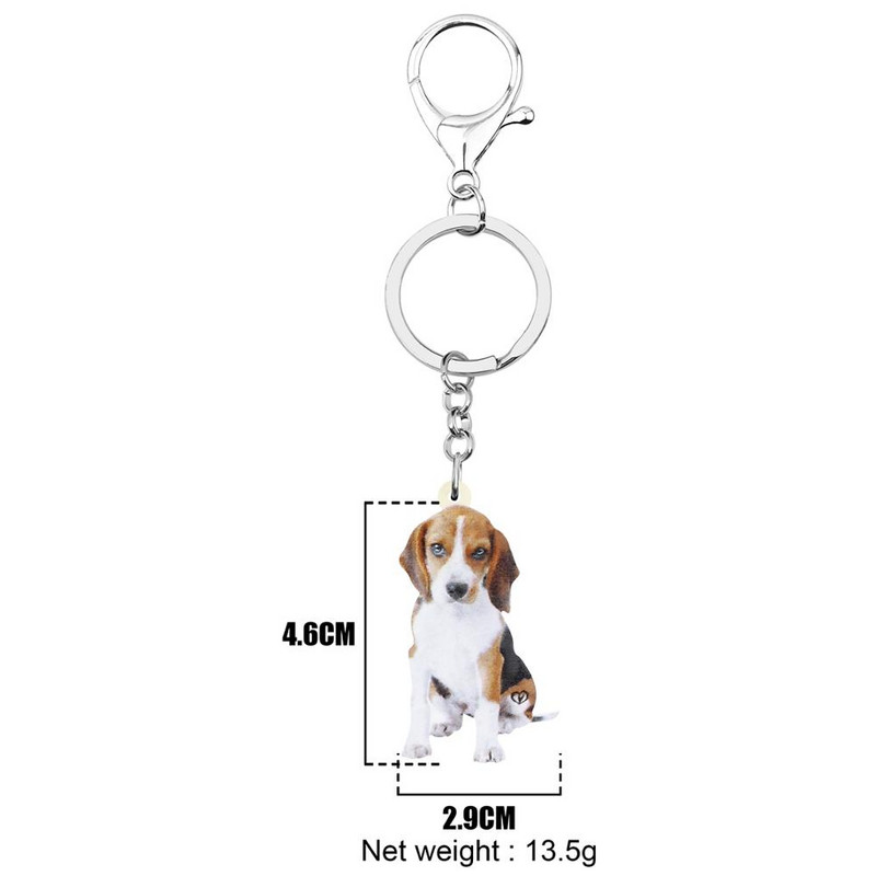 Bonsny Acrilic Minunat Beagles Câine Breloc Breloc Breloc Animal Dulce Lanț Cheie Bijuterii Pentru Femei Copii Prieteni Moda Cadou de Ziua Nașterii
