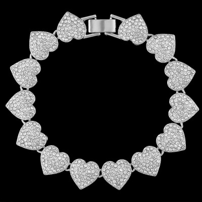 Hip Hop Bling Strass Inimă Cuban Link Lanț de gleznă pentru femei Vară Plaja Cristal Bratara glezna Desculț Bijuterii de lux