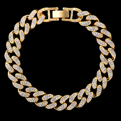 Hip Hop Bling Strass Inimă Cuban Link Lanț de gleznă pentru femei Vară Plaja Cristal Bratara glezna Desculț Bijuterii de lux