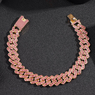 Hip Hop Bling Strass Inimă Cuban Link Lanț de gleznă pentru femei Vară Plaja Cristal Bratara glezna Desculț Bijuterii de lux