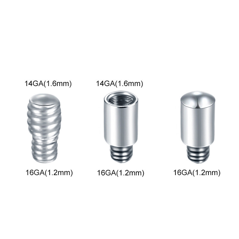 1PC Titan Extensie Gauge Post pentru Labret Cercei Limba Barbell Sprancene Dermal Anchor Piercing 14G 16G Tije de extensie Pin