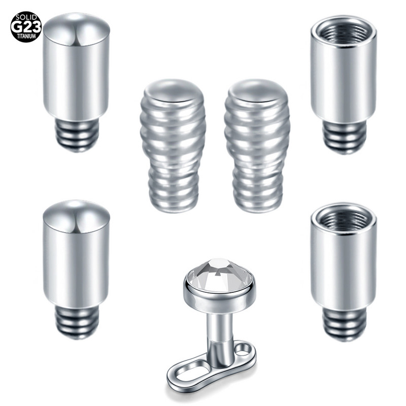 1PC Titan Extensie Gauge Post pentru Labret Cercei Limba Barbell Sprancene Dermal Anchor Piercing 14G 16G Tije de extensie Pin