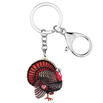 BONSNY Ziua Recunoștinței, acrilic, drăguț, albastru, curcan, brelocuri cu pui, geantă la modă, breloc pentru mașină, inel, bijuterii pentru femei, fete, cadou pentru adolescenți