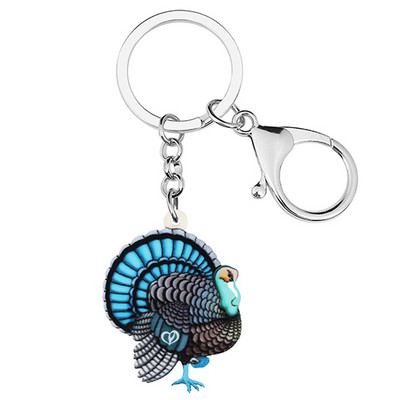 BONSNY Ziua Recunoștinței, acrilic, drăguț, albastru, curcan, brelocuri cu pui, geantă la modă, breloc pentru mașină, inel, bijuterii pentru femei, fete, cadou pentru adolescenți