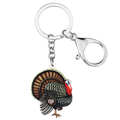 BONSNY Ziua Recunoștinței, acrilic, drăguț, albastru, curcan, brelocuri cu pui, geantă la modă, breloc pentru mașină, inel, bijuterii pentru femei, fete, cadou pentru adolescenți