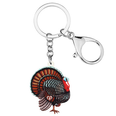 BONSNY Ziua Recunoștinței, acrilic, drăguț, albastru, curcan, brelocuri cu pui, geantă la modă, breloc pentru mașină, inel, bijuterii pentru femei, fete, cadou pentru adolescenți