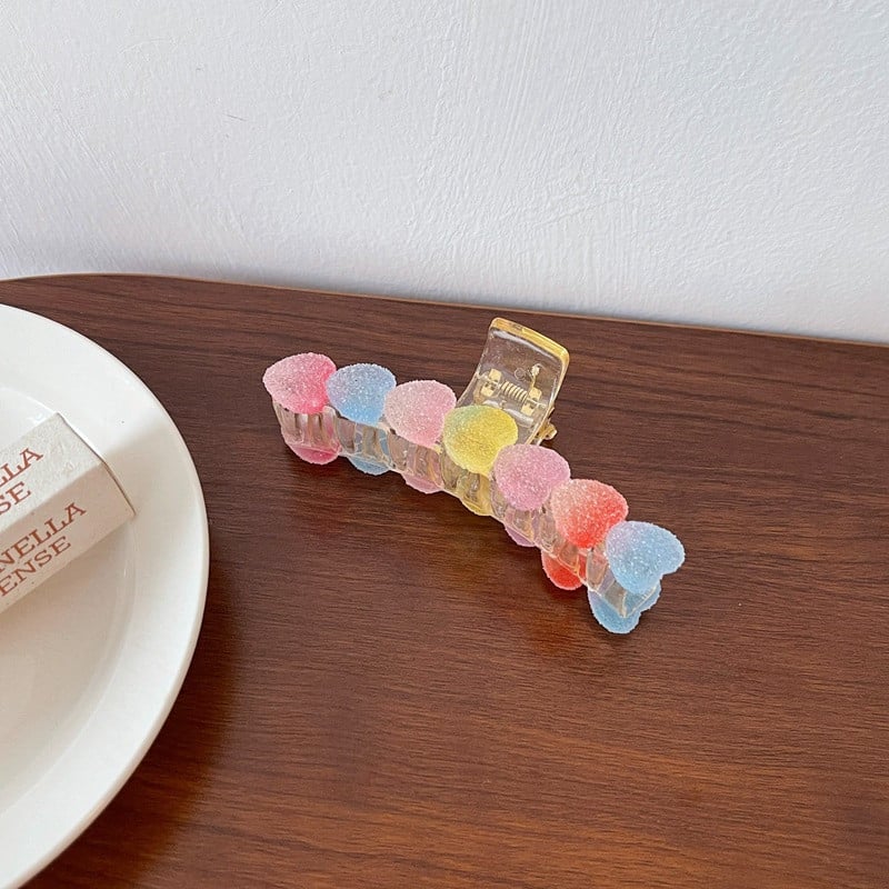 Gradient de vară 2022, de culoarea bomboanelor, ursuleț, inimă, agrafă de păr pentru fetiță, inimă, gheare de păr, moda coreeană, accesorii de păr pentru femei