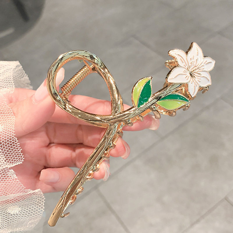 Gheare de păr cu flori de crin din metal, elegante, 2022, accesorii pentru păr pentru femei, agrafe de păr, bentiță de crab, agrafă de coadă de cal