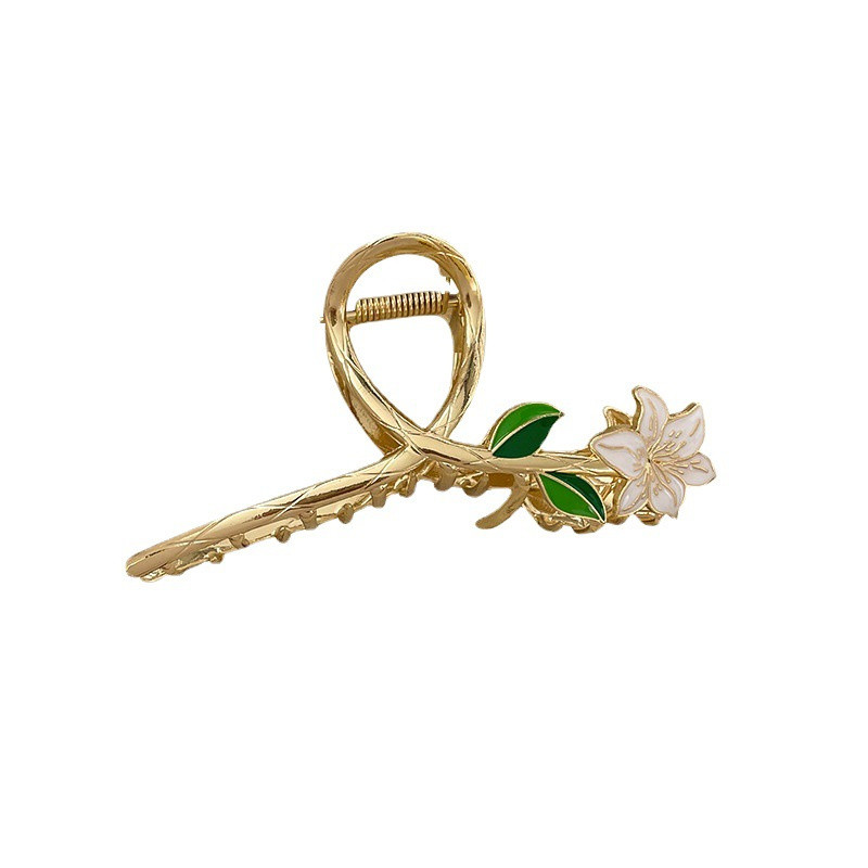 Gheare de păr cu flori de crin din metal, elegante, 2022, accesorii pentru păr pentru femei, agrafe de păr, bentiță de crab, agrafă de coadă de cal