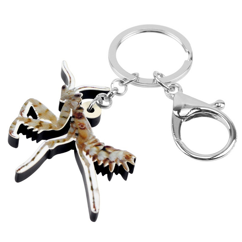 Bonsny Statement Acrilic Noutate Mantis Diavolul Cal Brelocuri Brelocuri Inel Bijuterii Insecte Pentru Femei Fete Geanta Brelocuri pentru masina Cadou