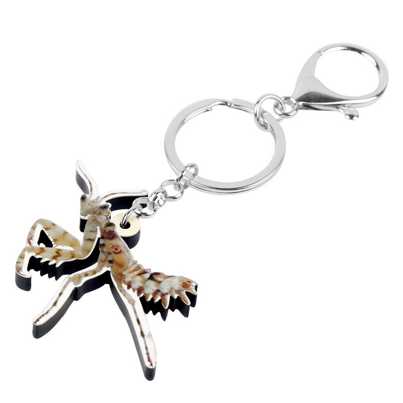 Bonsny Statement Acrilic Noutate Mantis Diavolul Cal Brelocuri Brelocuri Inel Bijuterii Insecte Pentru Femei Fete Geanta Brelocuri pentru masina Cadou