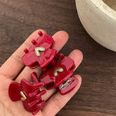 Anul Nou Red Girl Cute Love Gheare pentru Păr Mini Clip Lateral Acrilic Agraf Oval Agrafă Accesorii Păr Femei
