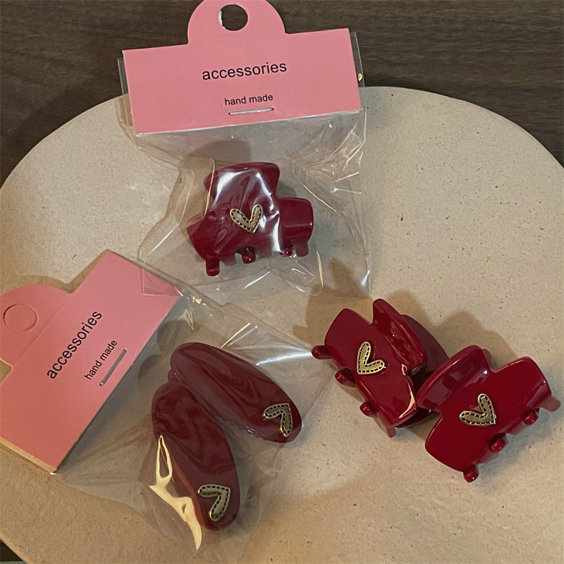 Anul Nou Red Girl Cute Love Gheare pentru Păr Mini Clip Lateral Acrilic Agraf Oval Agrafă Accesorii Păr Femei