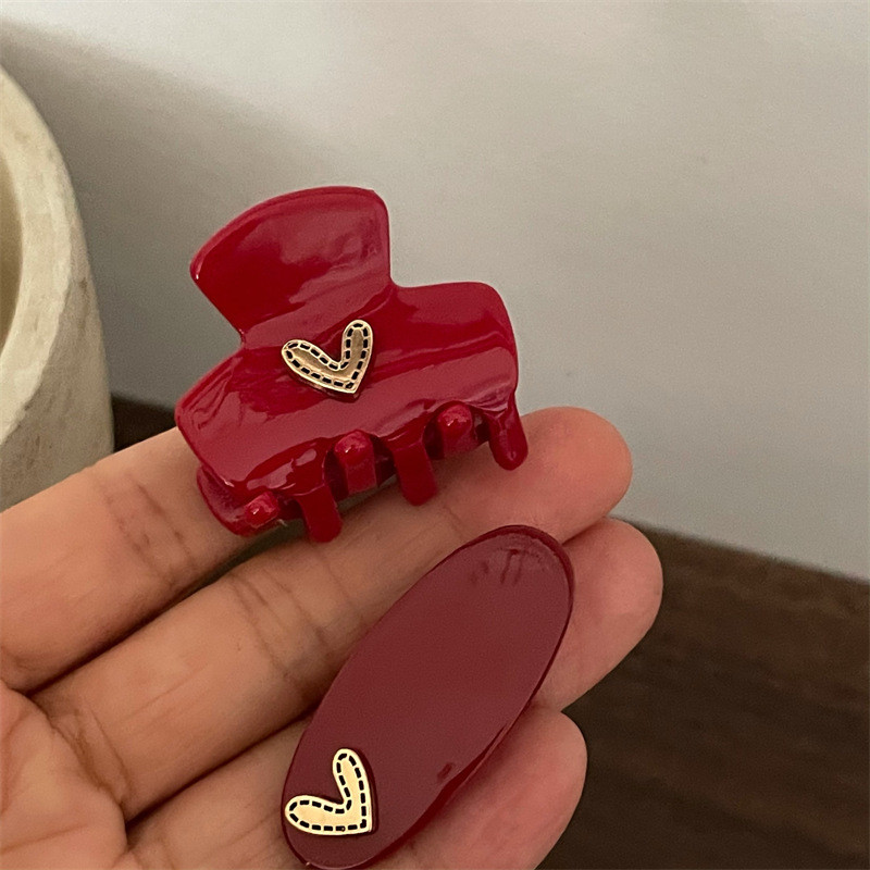 Anul Nou Red Girl Cute Love Gheare pentru Păr Mini Clip Lateral Acrilic Agraf Oval Agrafă Accesorii Păr Femei