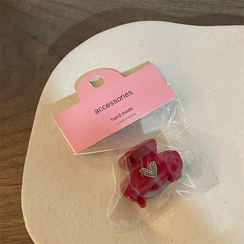 Anul Nou Red Girl Cute Love Gheare pentru Păr Mini Clip Lateral Acrilic Agraf Oval Agrafă Accesorii Păr Femei