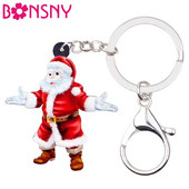 Bonsny Acrilic Crăciun Moș Crăciun Brelocuri Brelocuri Inele Decorare Cadou Bijuterii Pentru Femei Fete Geanta Poșeta Mașină Brelocuri 2018