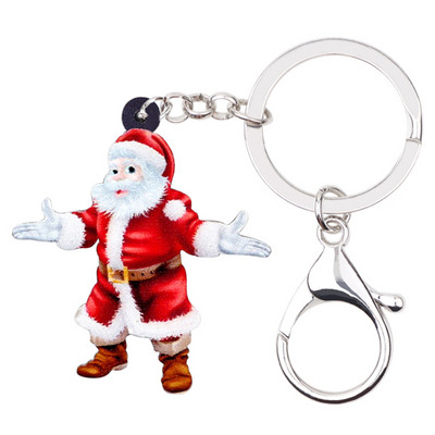 Bonsny Acrilic Crăciun Moș Crăciun Brelocuri Brelocuri Inele Decorare Cadou Bijuterii Pentru Femei Fete Geanta Poșeta Mașină Brelocuri 2018