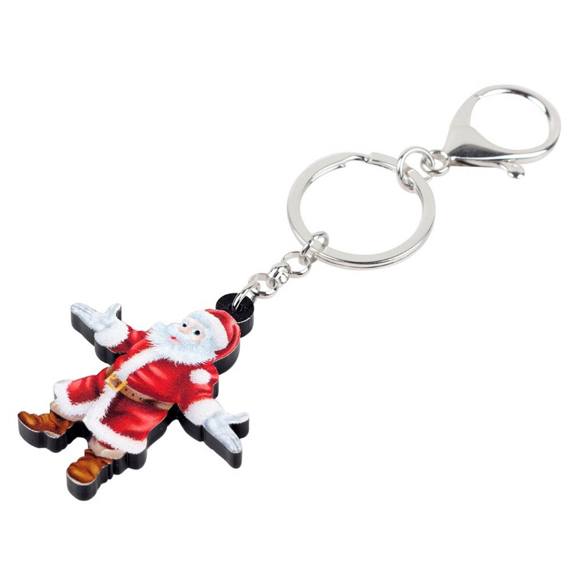 Bonsny Acrilic Crăciun Moș Crăciun Brelocuri Brelocuri Inele Decorare Cadou Bijuterii Pentru Femei Fete Geanta Poșeta Mașină Brelocuri 2018